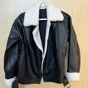 12th tribe fuax leather shearling jacket